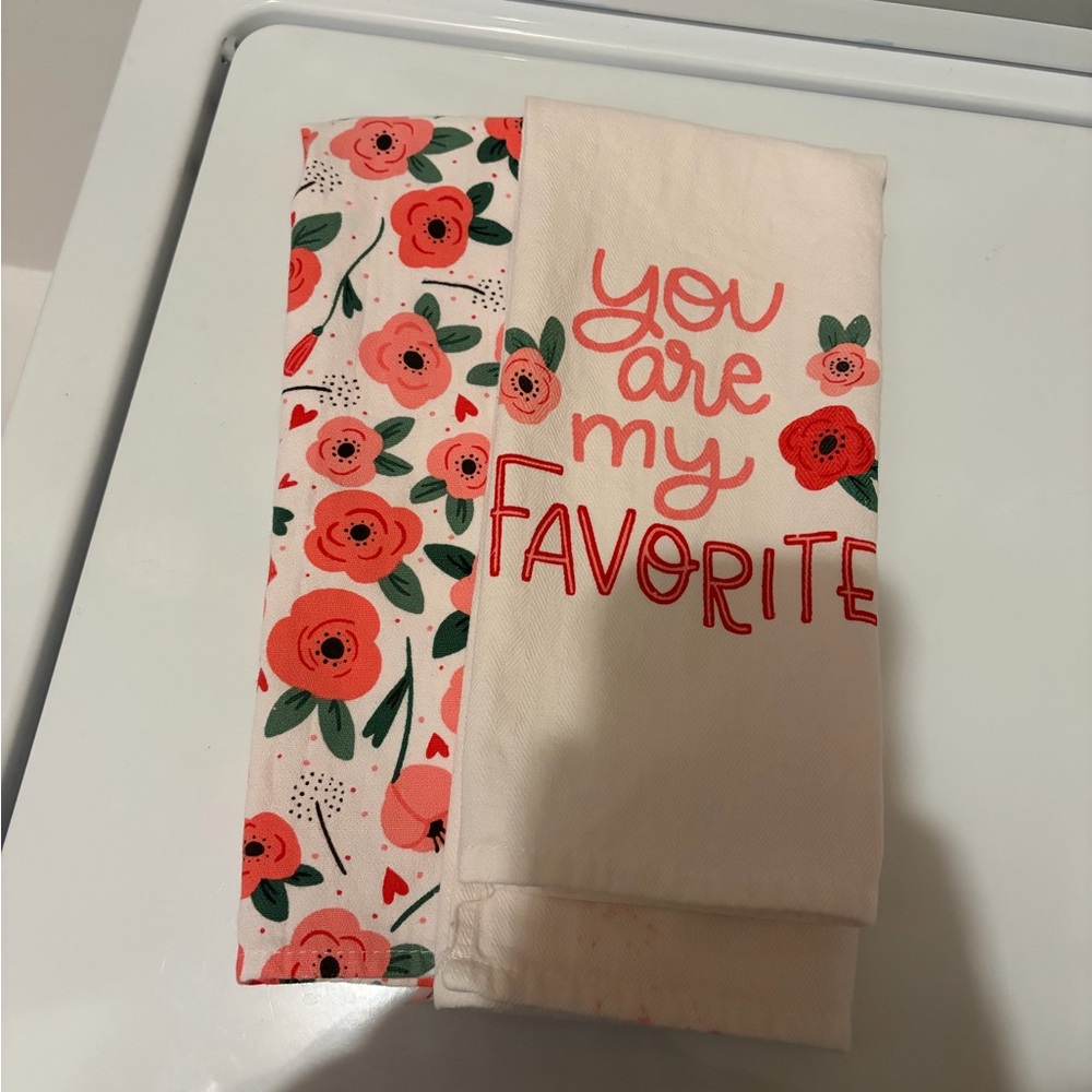 Floral and Script Kitchen Towels
